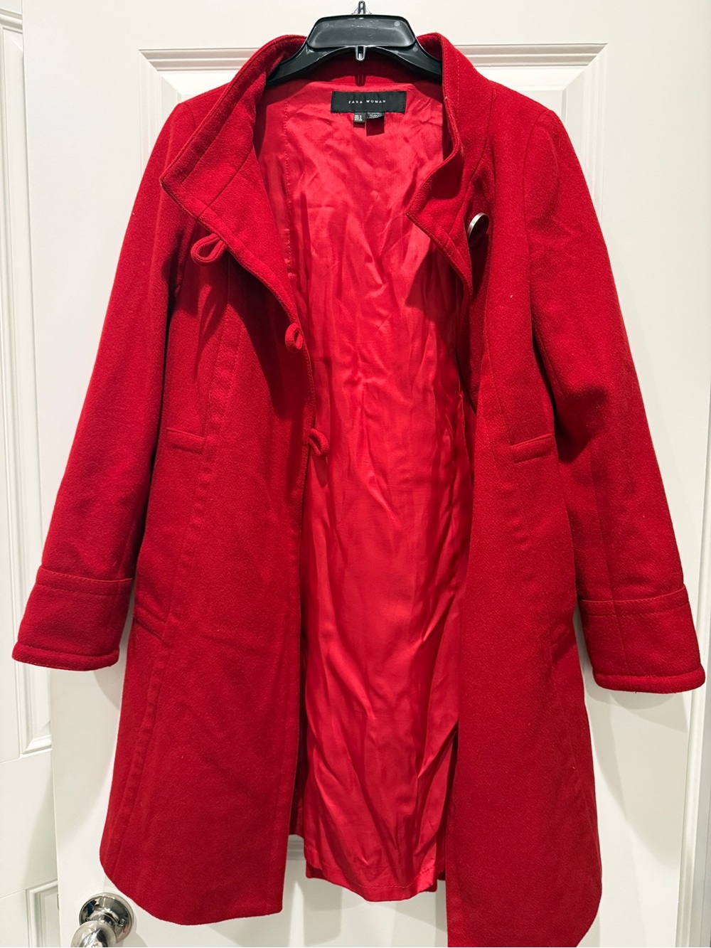 Zara Bright Red Toggle Trench Coat